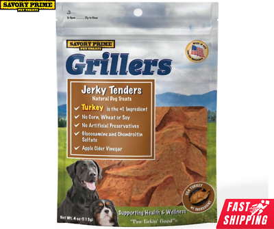 Savory Prime Grillers Turkey Tenders Dog Treats - 4 oz Bag, Soft & Chewy Jerky
