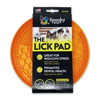Spunky Pup Lick Pad Round - Dog & Cat Treat Slow Feeder, Stress Relief