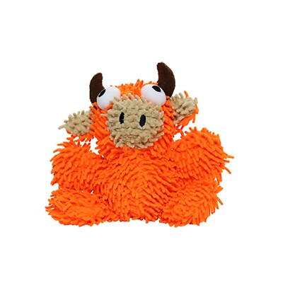 VIP Mighty Micro / Tuffy Junior Microfiber Ball Bull Dog Toy - Orange, Plush, Squeaky