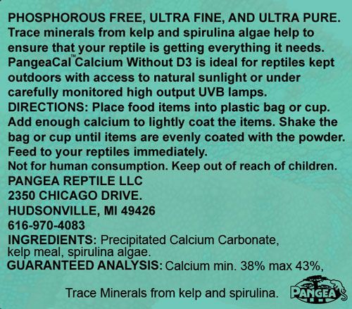PangeaCal Calcium Supplement Without D3 - 3 oz - Reptile Calcium Supplement