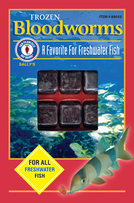 San Francisco Bay Frozen Bloodworms - 3.5oz (100g) Cubes - Freshwater Fish Food