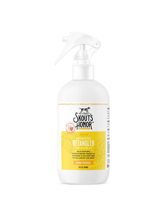 Skout's Honor Probiotic Detangler - Honeysuckle Scent, 8 oz - Daily Use for Dogs & Cats