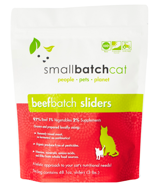 Small Batch Cat Frozen Beef Sliders 3lb - Raw Cat Food Diet