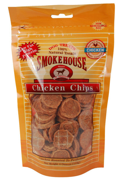 Smokehouse Chicken Chips Dog Treats - 4 oz Resealable Bag - Natural Chicken Meat