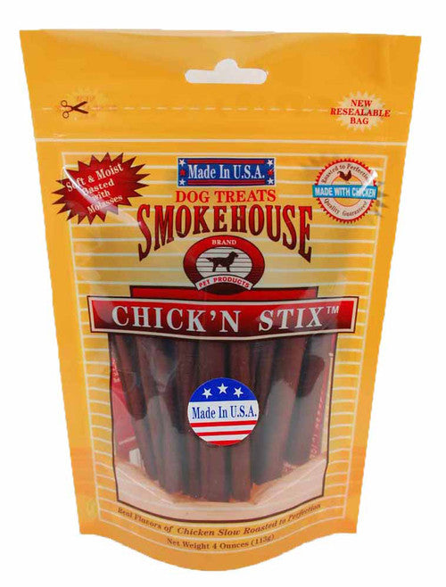 Smokehouse Chicken Stix Dog Treats - 4 oz Bag - USA Made, Soft & Moist Chicken Flavor