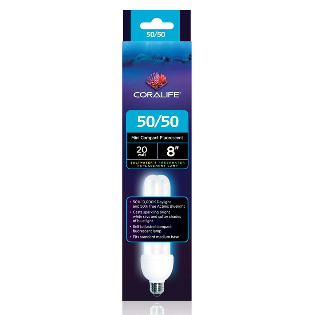 Coralife Mini Power Compact 50/50 Aquarium Bulb - 20 Watt, 10K/Actinic, 8"