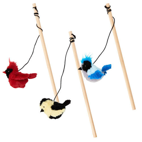 Ethical Pet SPOT Songbird Teaser Wand Cat Toy - Assorted Colors, Interactive Wand with Bird Sound