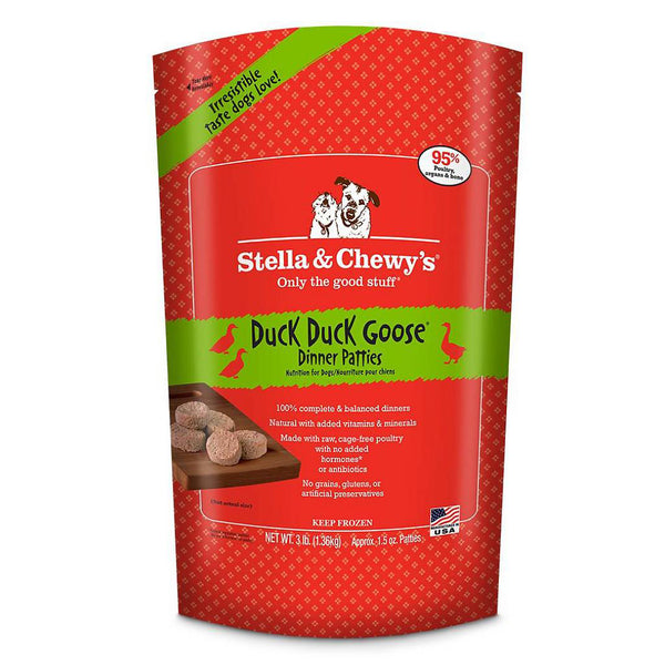 Stella & Chewy's Frozen Duck Duck Goose Dinner Patties - Raw Dog Food - 3 lb