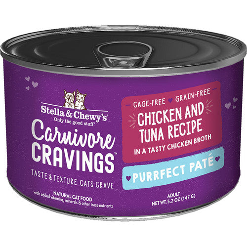Stella & Chewy's Carnivore Cravings Purrfect Pate Chicken & Tuna Recipe Wet Cat Food, 5.2 oz.