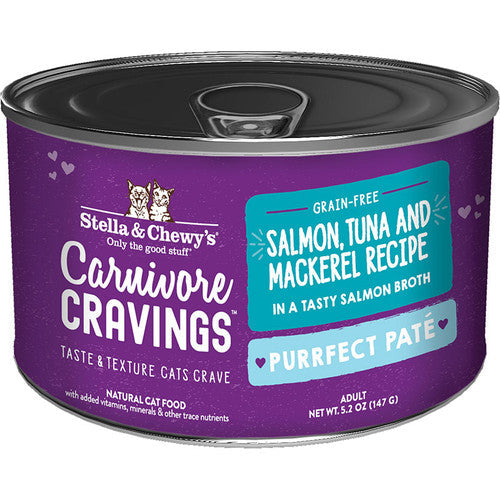 Stella & Chewy's Carnivore Cravings Purrfect Pate Cat Food, Salmon Tuna Mackerel, 5.2 oz