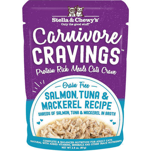 Stella & Chewy's Carnivore Cravings Salmon Tuna & Mackerel Wet Cat Food, 2.8 oz Pouch