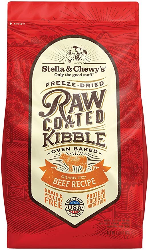 Stella & Chewy's Raw Coated Kibble Grass-Fed Beef Recipe, Grain-Free Dry Dog Food, 22 lb Bag