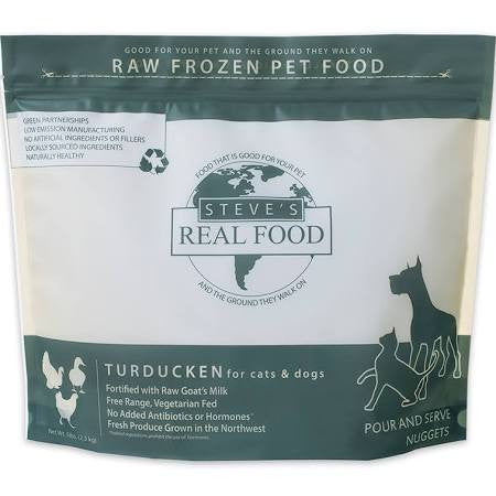 Steve's Real Food Frozen Turducken Nuggets - Raw Dog & Cat Food, 5 lb Bag