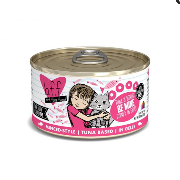 Weruva Best Feline Friend Original Be Mine Minced Style Tuna & Bonito Dinner in GelÃ©e Cat Food 3 Oz