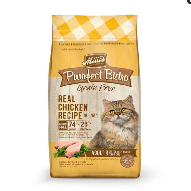 Purina Merrick Purrfect Bistro Grain Free Dry Cat Food Chicken & Sweet Potato 4 lb Bag