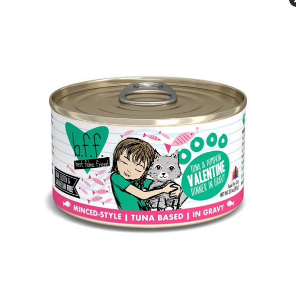 Weruva Best Feline Friend Original Valentine Minced Style Tuna & Pumpkin Dinner in Gravy Cat Food 3 Oz