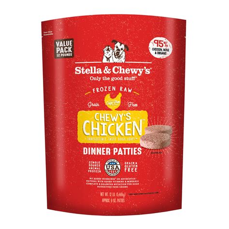 Stella & Chewy's Frozen Raw Chicken Dinner Patties Dog Food - 12 lb