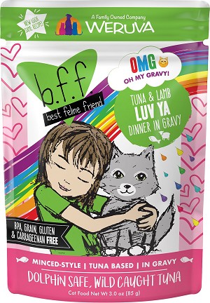 Weruva BFF OMG Gravy Tuna & Lamb Luv Ya Dinner Wet Cat Food Pouch, 3 oz