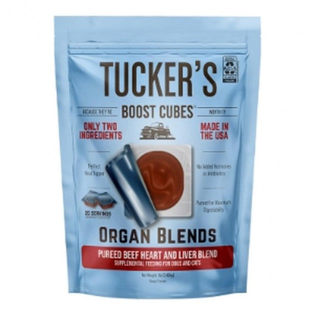 Tucker's Boost Cubes - Beef Heart & Liver Blend for Dogs & Cats - 1 lb Frozen Raw Treat