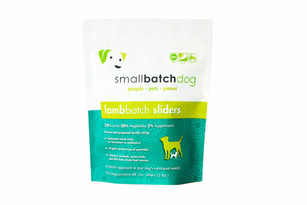 Small Batch Dog Frozen Lamb Sliders - Raw Food - 3 lb Bag