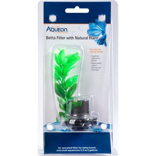 Aqueon Betta Filter with Natural Plant - Up to 3 Gallon Tanks, Air Operated