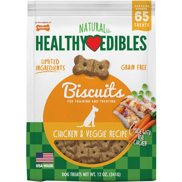 Nylabone Healthy Edibles Grain Free Chicken & Veggie Dog Biscuits, 12 oz