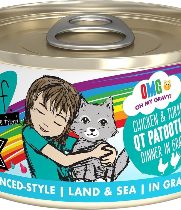 Weruva BFF Oh My Gravy QT Patootie Chicken & Turkey in Gravy Grain-Free Canned Cat Food, 5.5 oz