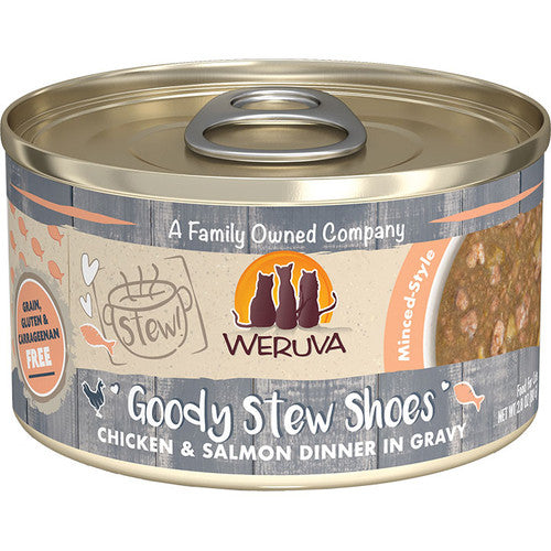 Weruva Cat Stew Goody Stew Shoes Chicken & Salmon Dinner in Gravy Wet Cat Food - 2.8 oz