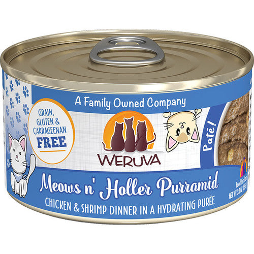 Weruva Meows N' Holler Purramid Cat Food, Chicken & Shrimp Pate, 3 oz Can