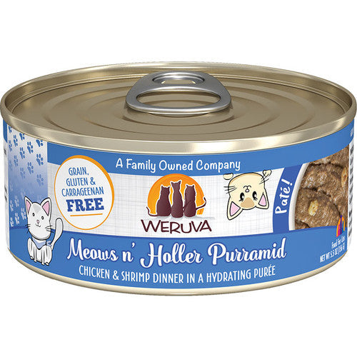 Weruva Cat Pate Purramid Meows N' Holler Chicken & Shrimp 5.5oz Can