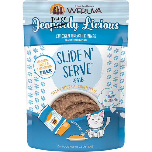 Weruva Cat Food Pate Slide N' Serve Jeopurrdy Licious Chicken 2.8oz Pouch