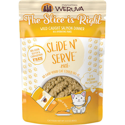 Weruva Slide N' Serve The Slice is Right Wild Caught Salmon Dinner Pate Wet Cat Food, 2.8 oz Pouch