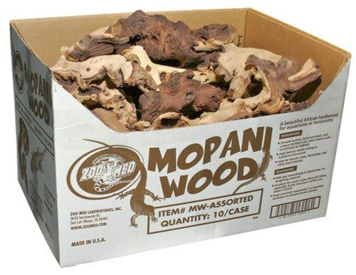Zoo Med African Mopani Wood Assorted - 10 Pack (4 Small, 3 Medium, 2 Large, 1 Jumbo) Reptile & Aquarium Decor