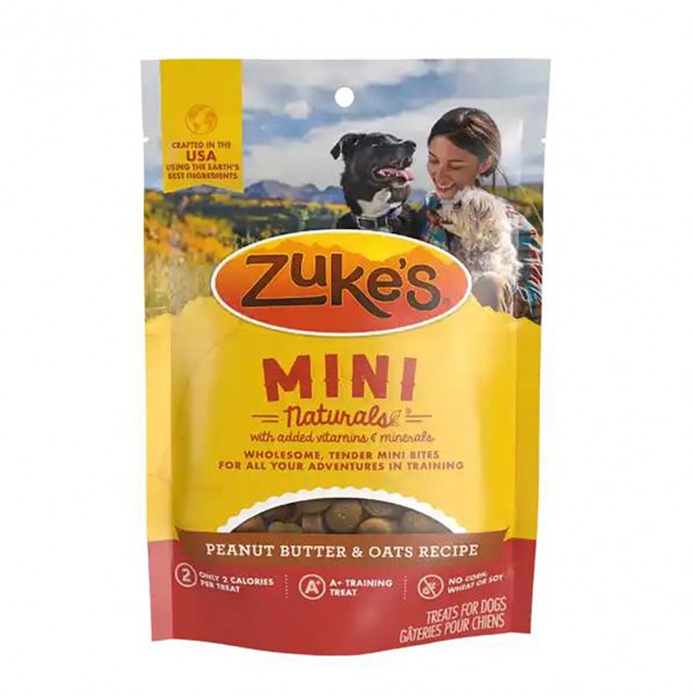 Zukes Mini Naturals Peanut Butter & Oats Recipe Chewy Training Dog Treats - 6oz