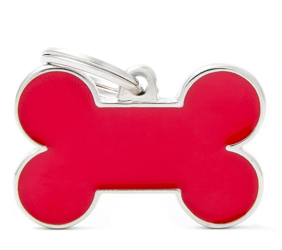 My Family Pet ID Tag - Large Red Bone - Handmade in Italy