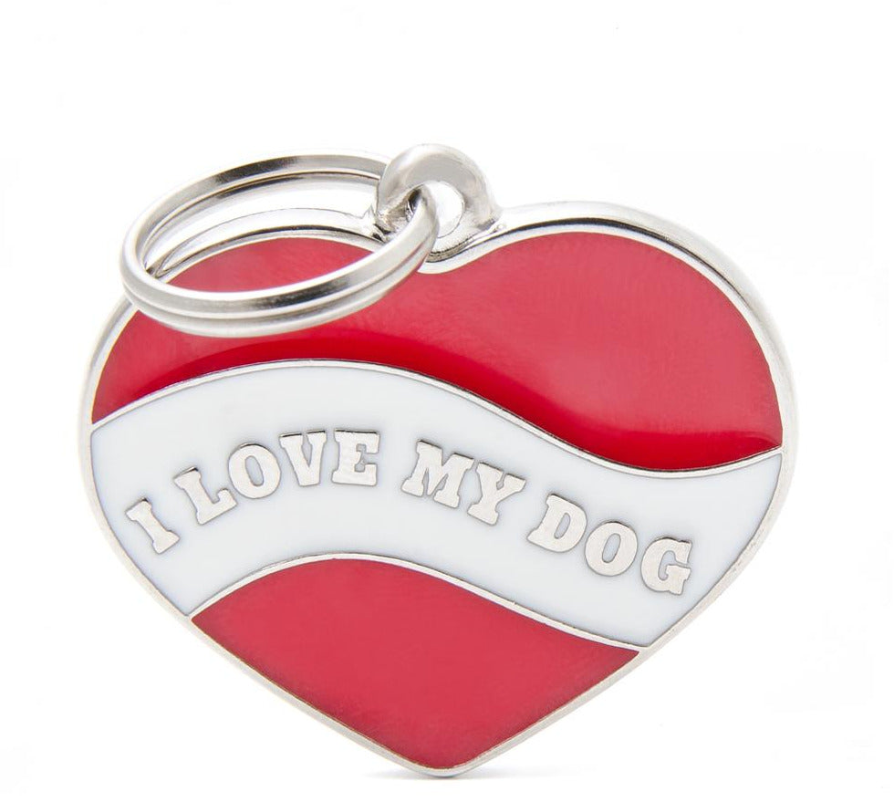 MyFamily 'I Love My Dog' Heart ID Tag - Pet Charm Necklace