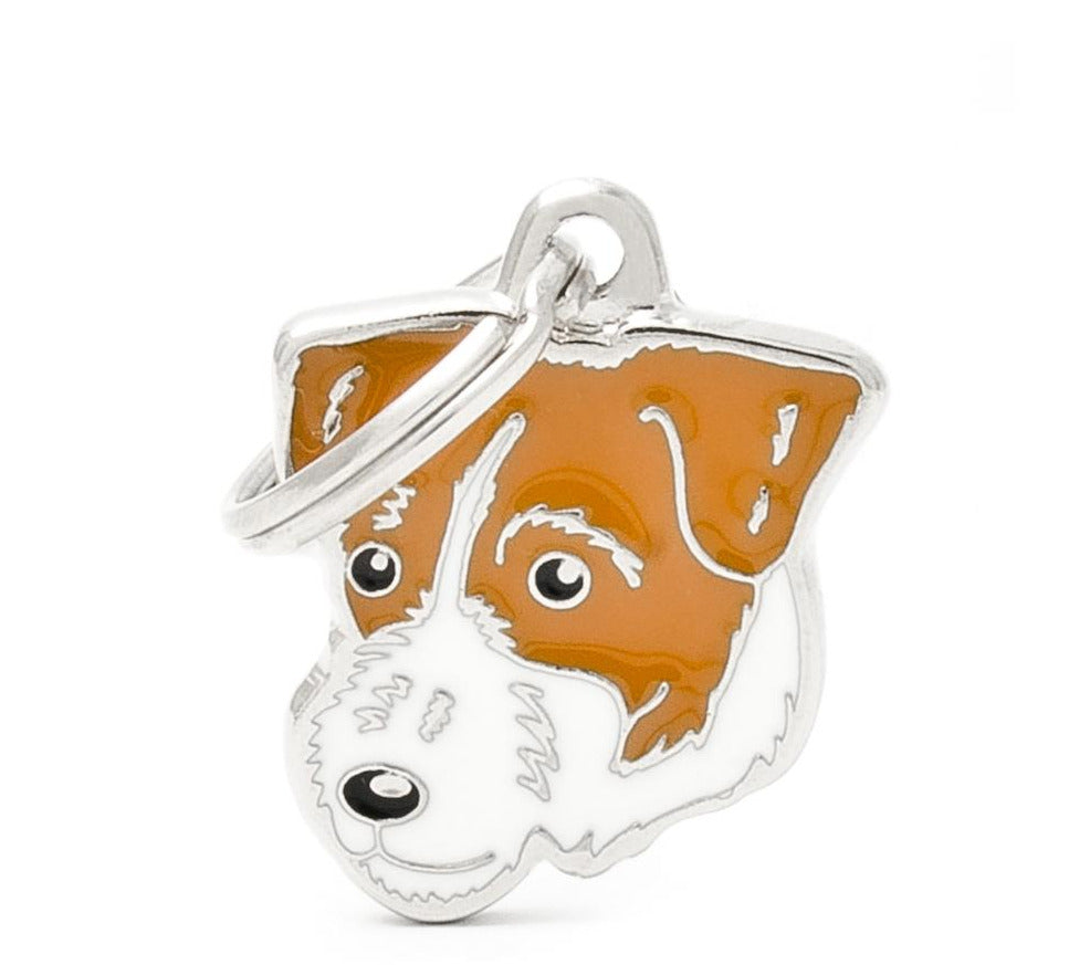 My Family Friends Jack Russell Broken Dog ID Tag - Brown, Metal, Personalized Option
