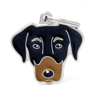 My Family Friends Doberman Dog ID Tag - Hand Enameled Pet Tag