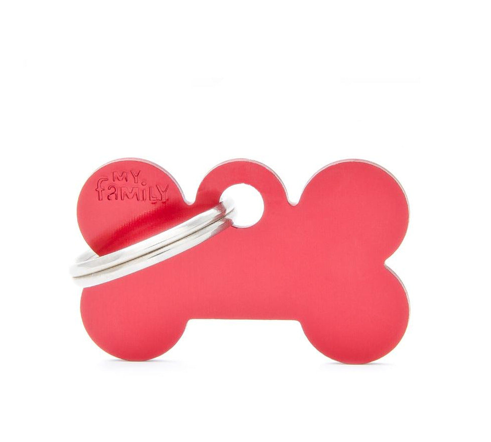 MyFamily Basic Small Aluminum Red Bone Pet ID Tag