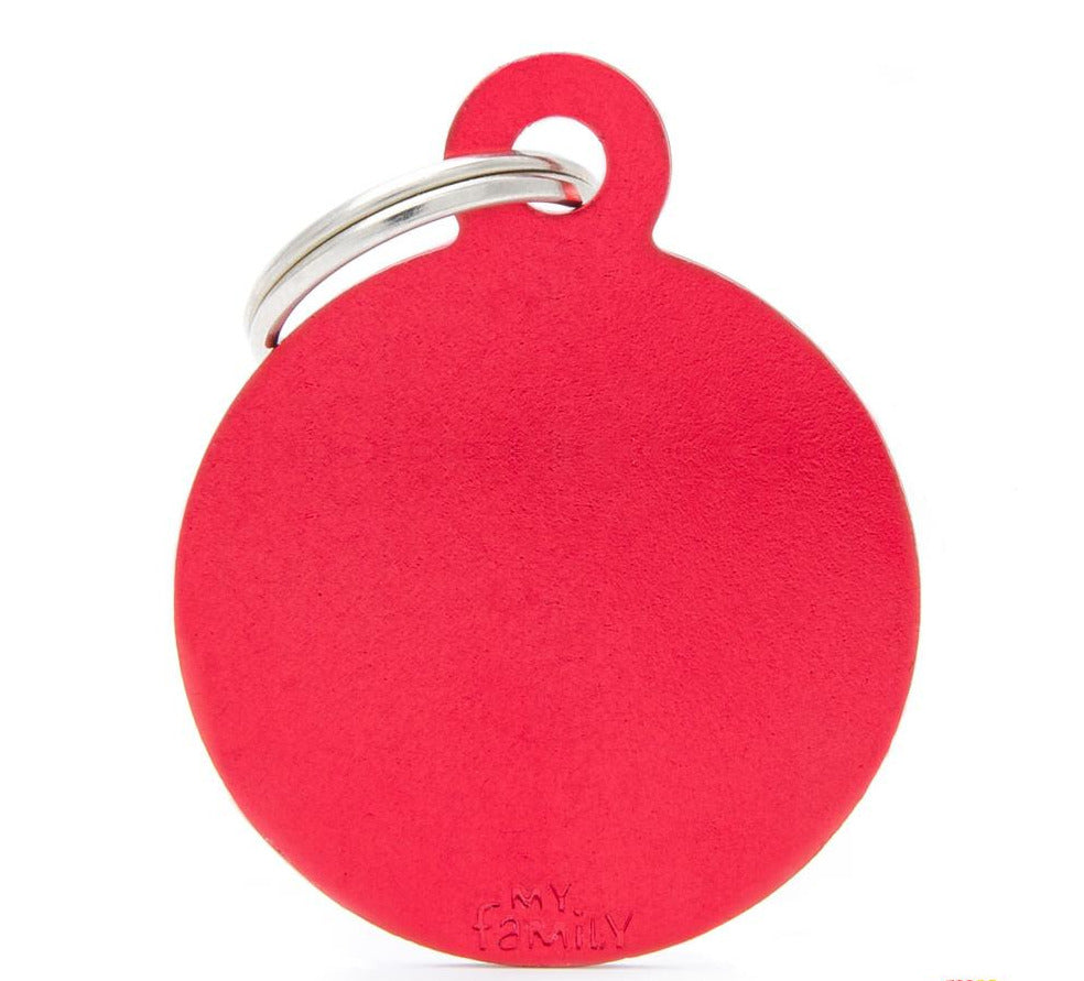 My Family Basic Large Red Aluminum Circle Pet ID Tag