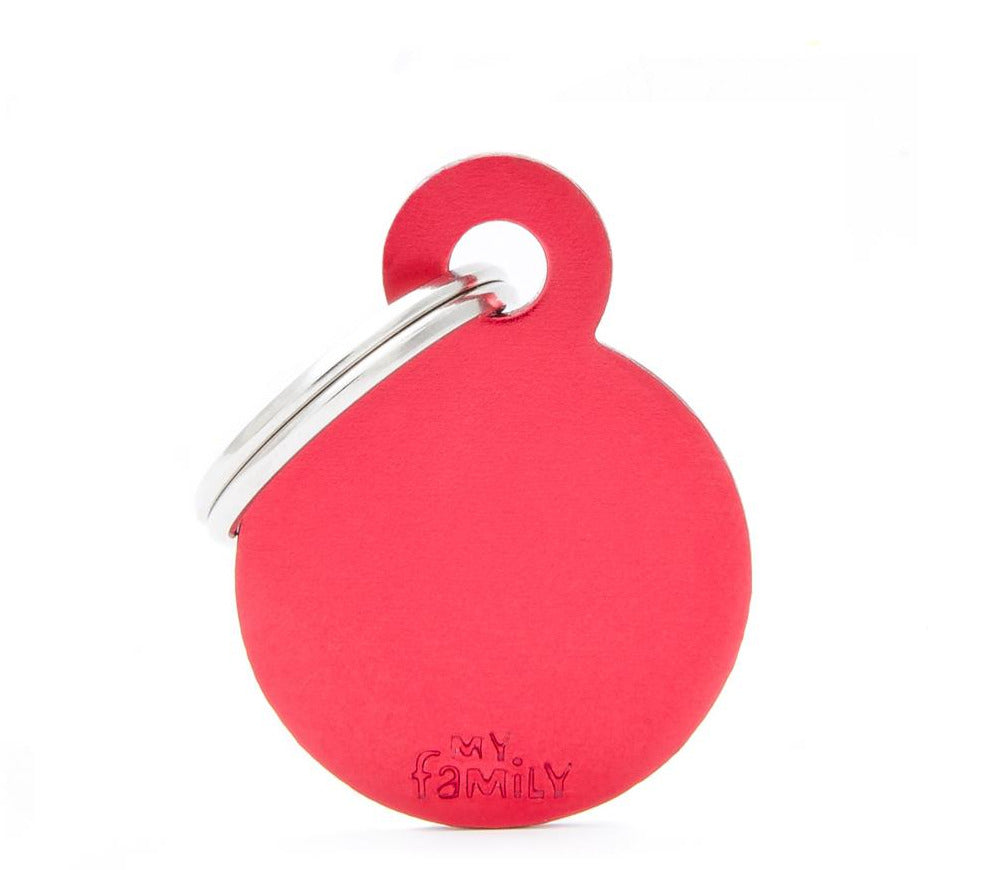 MyFamily Basic Small Circle Pet ID Tag, Red Aluminum, 21x28mm