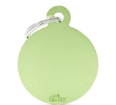 My Family Basic Big Aluminum Green Circle Pet ID Tag
