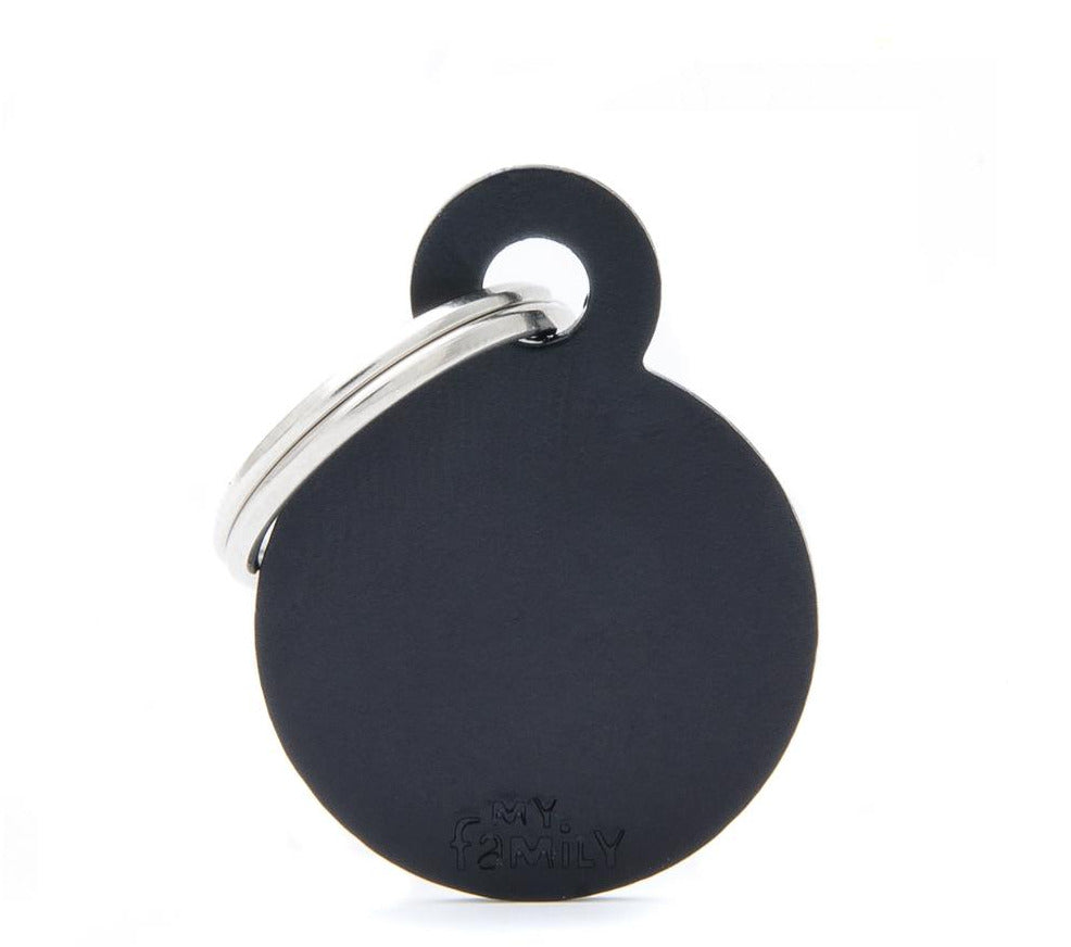 MyFamily Basic Small Black Aluminum Circle Pet ID Tag