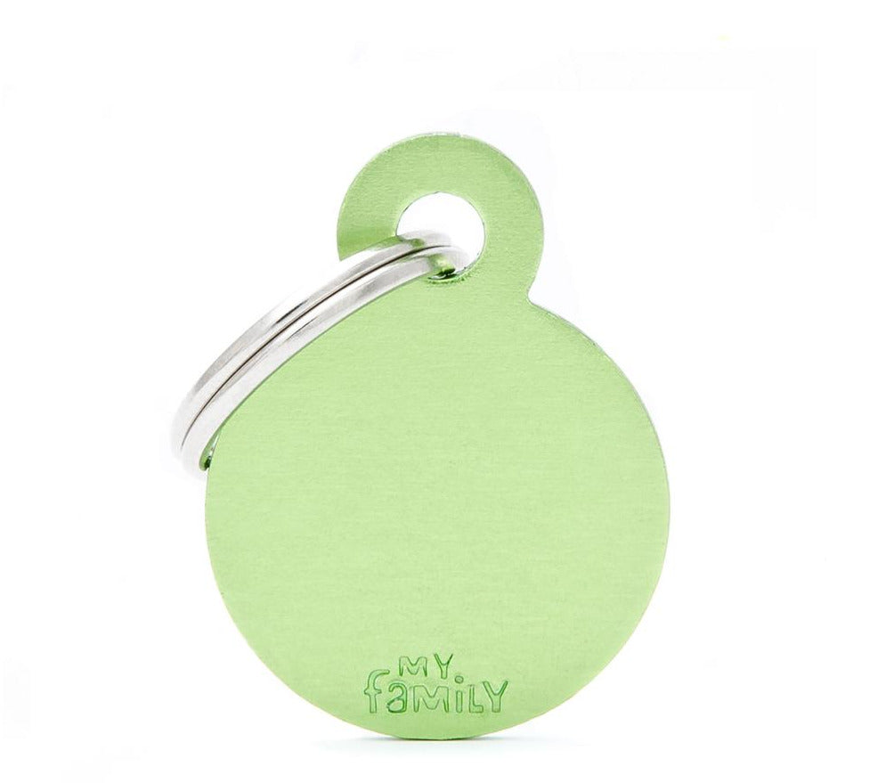 My Family Basic Small Aluminum Green Circle Pet ID Tag