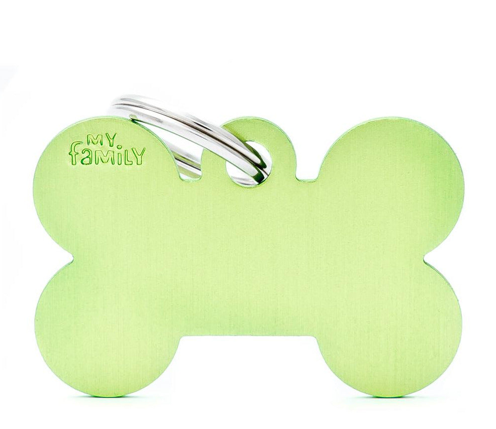 MyFamily Basic Large Bone Aluminum Pet ID Tag - Green