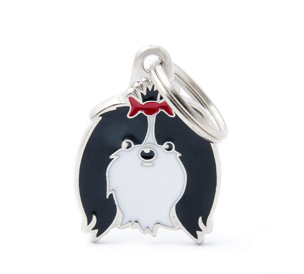 My Family Friends Shih Tzu Dog Tag - Black & White - Engravable Pet ID Tag