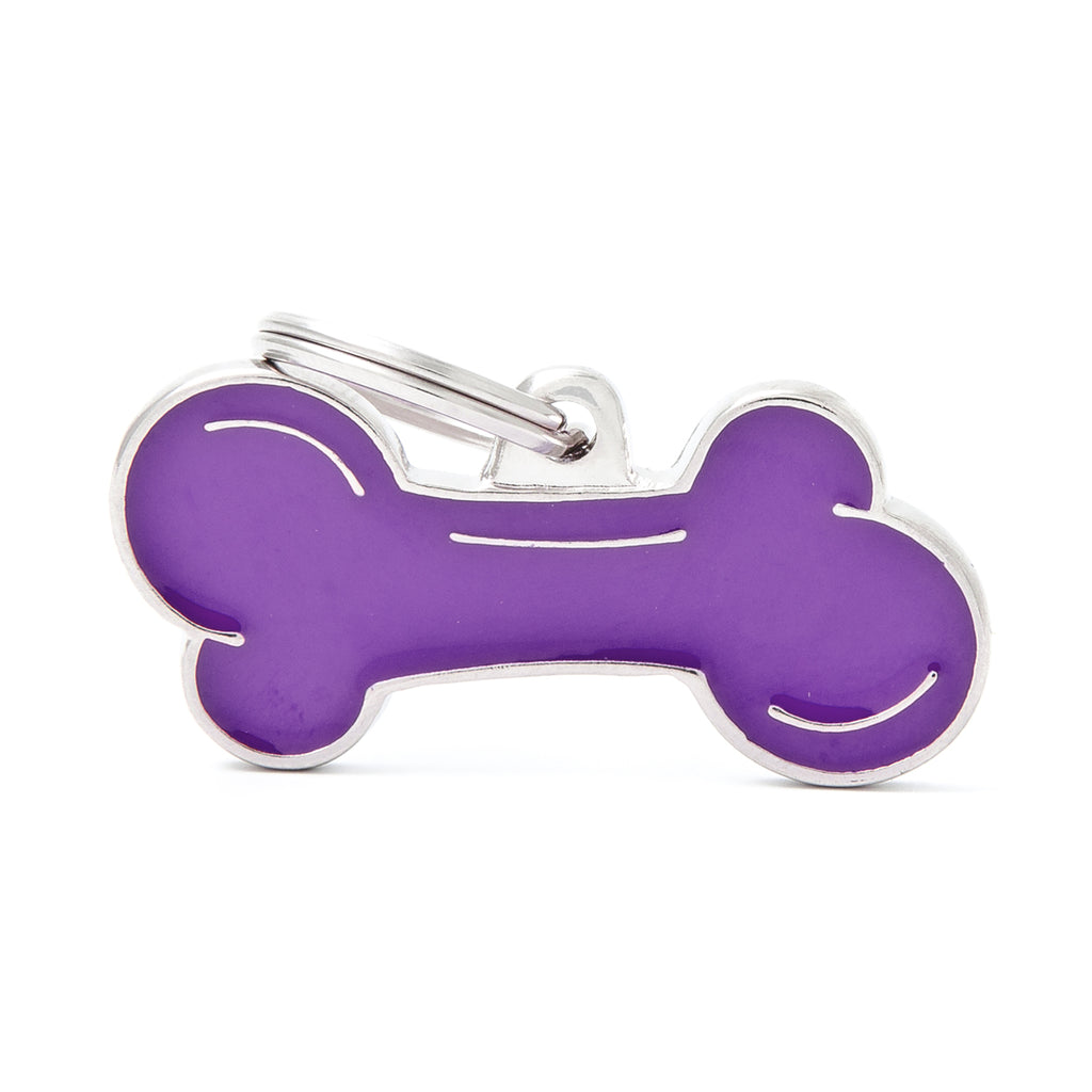 My Family Classic Big Purple Bone Pet ID Tag - Engravable