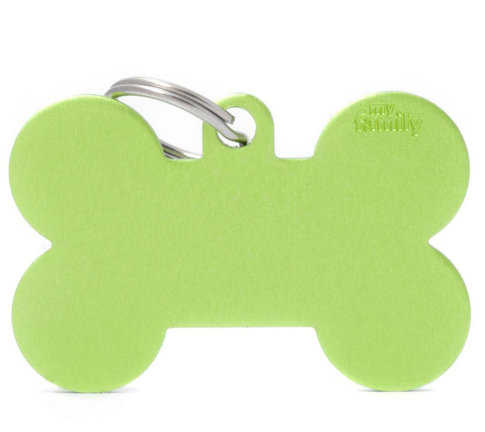 MyFamily Basic XL Green Aluminum Bone Pet ID Tag