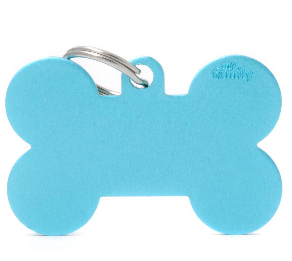 My Family Basic XL Aluminum Bone Pet ID Tag, Light Blue