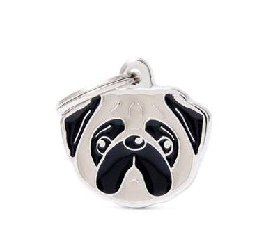 My Family Friends Pug Dog ID Tag - Fawn/Beige - Personalized Pet Tag